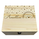 Personalised Newborn Baby Memory Box Keepsake by KreateSquare - for Baby Boy and Girl Gift Ideal Present for Baby Shower or 1st Birthday Rainbow Design